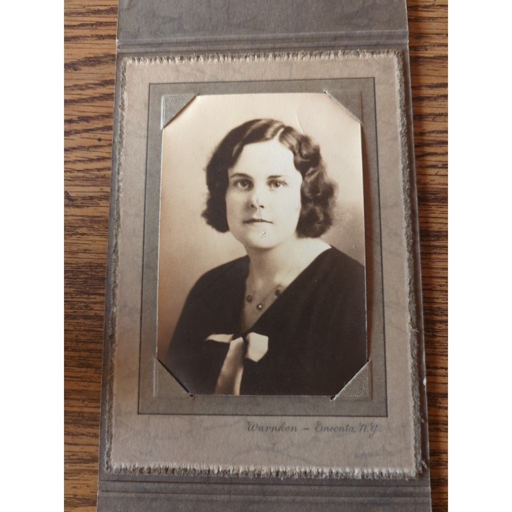 Vintage Cabinet Card Photo Victorian Portrait 1900s Woman Young Lady Oneonta NY
